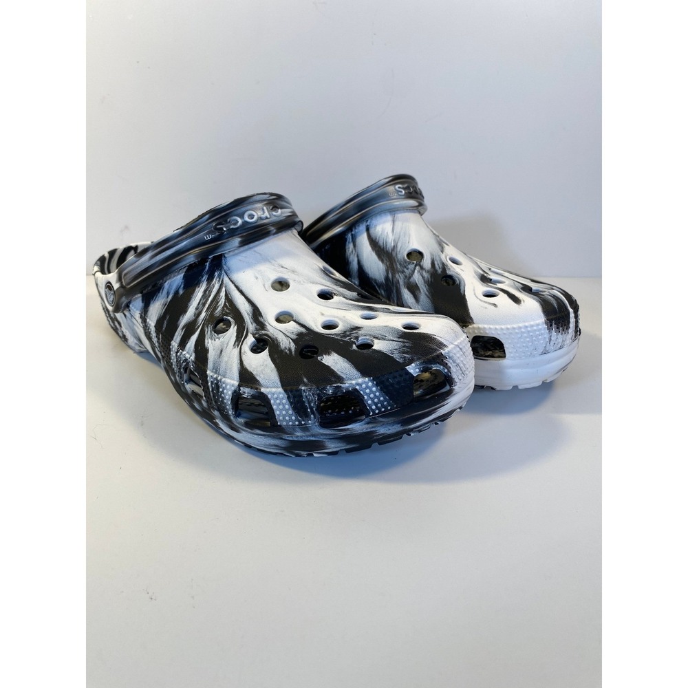 Crocs Classic Clog Marbled Black White Mens 12 M12 Comfortable Slip On Shoes